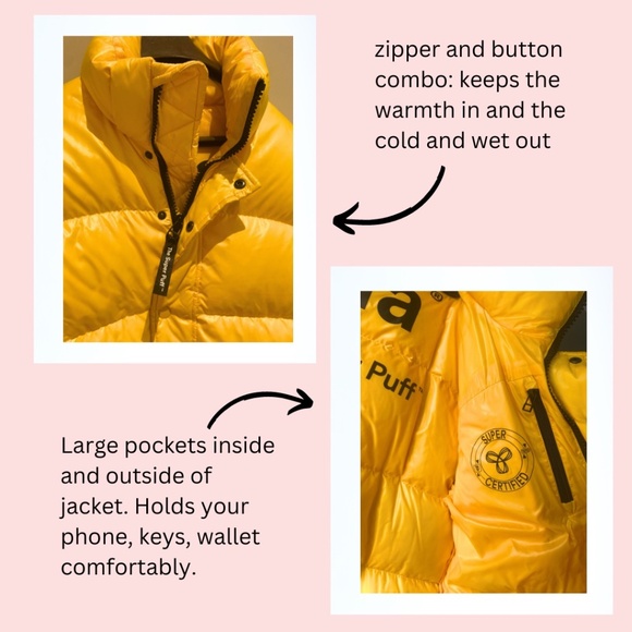 Glossy TNA Yellow Super Puff with Hood (Like-New) - Picture 5 of 8